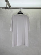 Balenciaga graphic T-shirt, light gray body with black logo print, crew neck