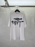 Balenciaga graphic T-shirt with black logo drip print, crew neck, short sleeves