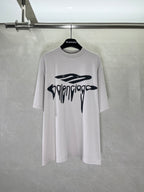 Balenciaga graphic T-shirt with black logo drip print, crew neck, short sleeves
