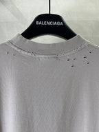 Balenciaga graphic T-shirt crew neck with small distressed holes, light gray
