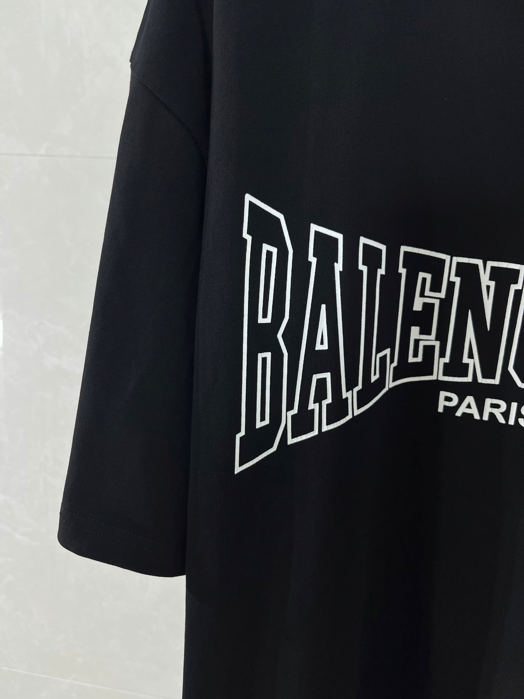 Navy T-shirt with large Balenciaga wordmark and PARIS text