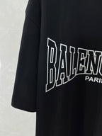 Navy T-shirt with large Balenciaga wordmark and PARIS text