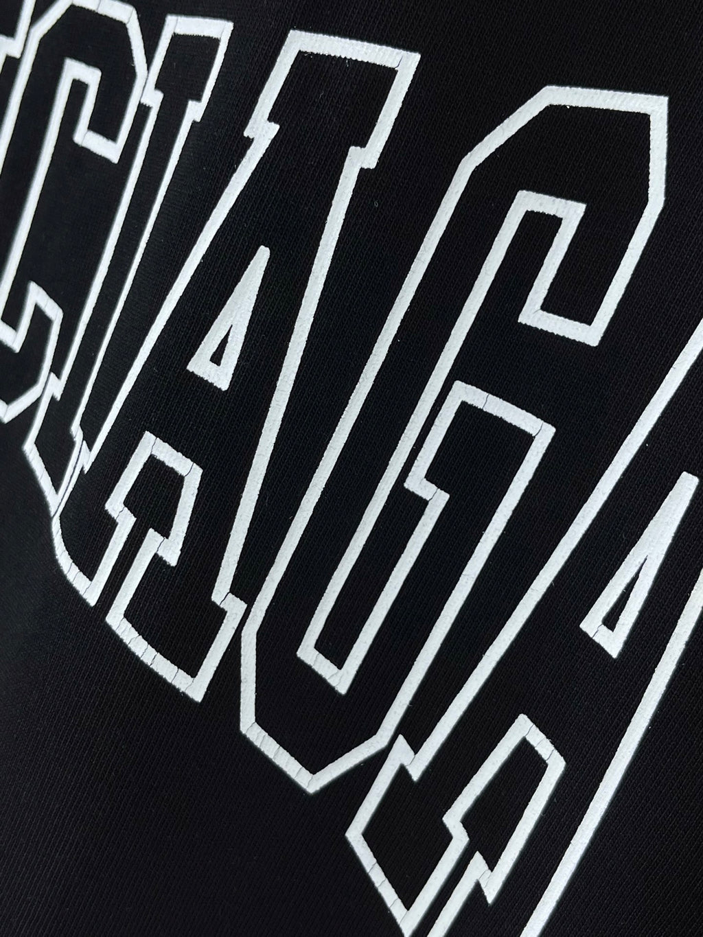 Navy T-shirt with Balenciaga graphic wordmark close-up