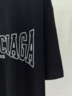 Navy T-shirt with partial Balenciaga PARIS wordmark graphic