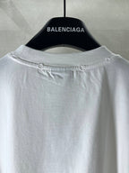 White Balenciaga T-shirt back with ribbed crew neckline seam detail