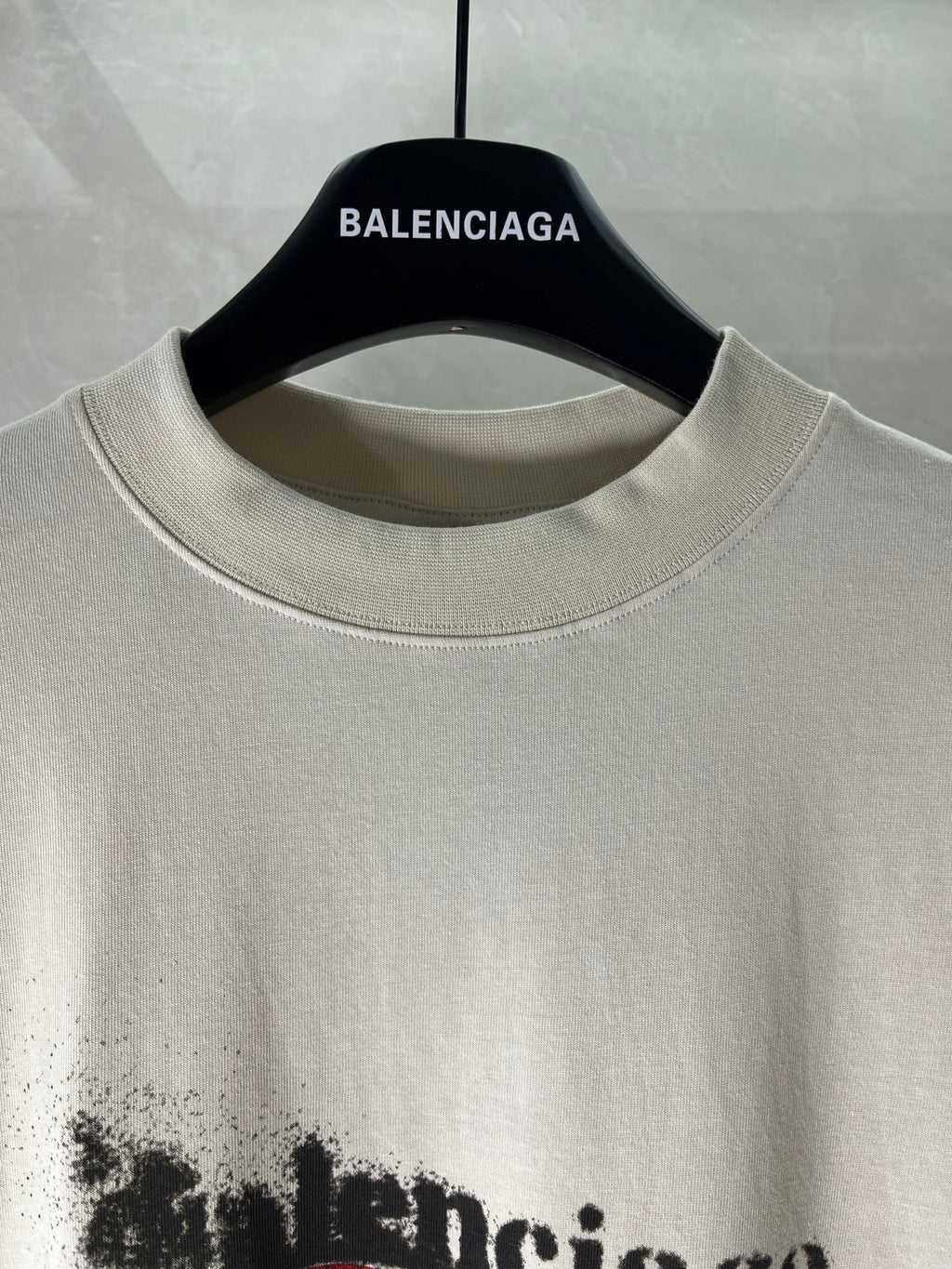 Balenciaga crew-neck T-shirt in light cream with partial front logo lettering