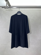 Black crew-neck T-shirt with short sleeves, plain back