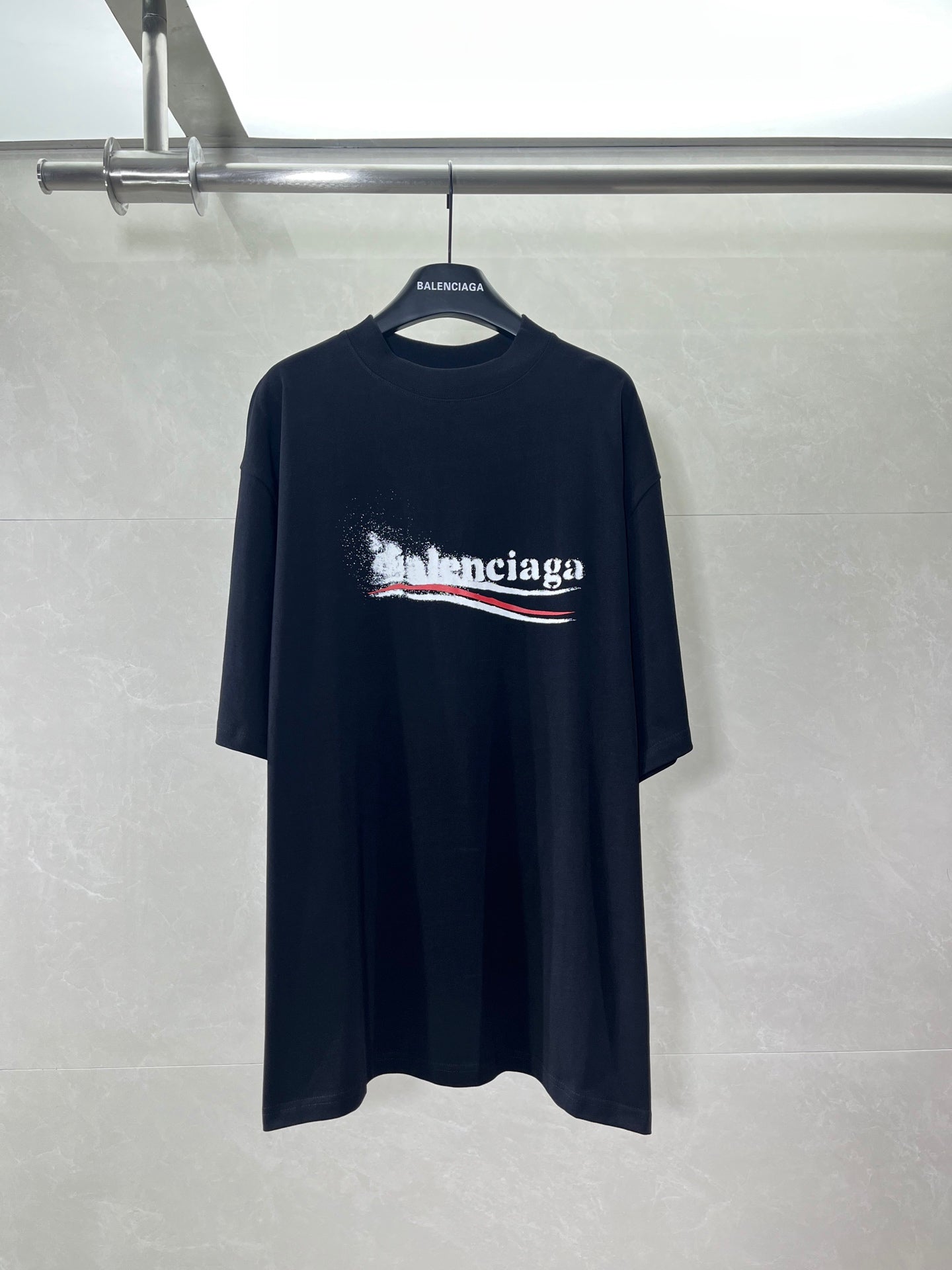 Black Balenciaga logo T-shirt with short sleeves and crew neck