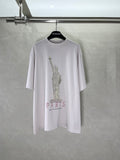 White Balenciaga T-shirt with large Paris graphic and statue print on the front