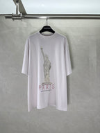 White Balenciaga T-shirt with large Paris graphic and statue print on the front