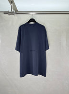 Navy Balenciaga crewneck T-shirt with small center-back text graphic