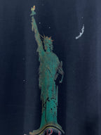 Navy Balenciaga crewneck T-shirt featuring full Statue of Liberty front graphic