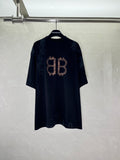 Black Balenciaga T-shirt with large BB logo on chest