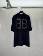 Black Balenciaga T-shirt with large BB logo on back