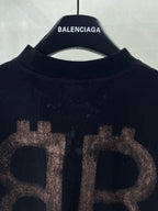 Black Balenciaga T-shirt crew neck and large BB logo print