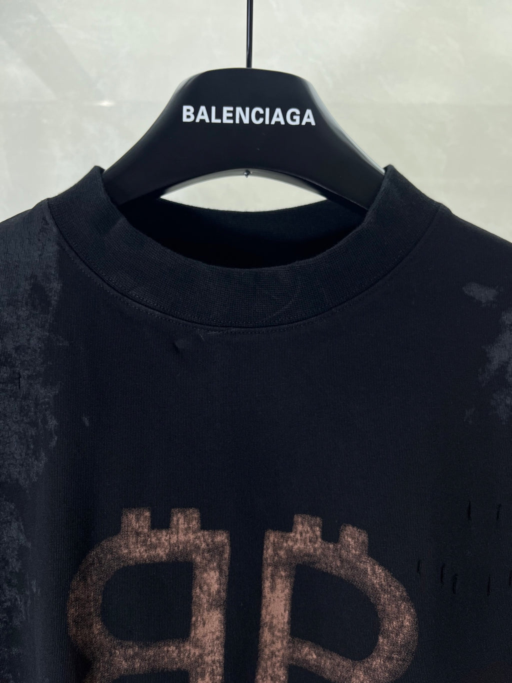 Black Balenciaga T-shirt crew neck with BB logo detail