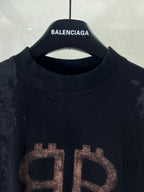 Black Balenciaga T-shirt crew neck with BB logo detail