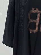 Black Balenciaga T-shirt with BB logo print and curved hem