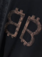 Black Balenciaga T-shirt BB logo graphic in bronze tones
