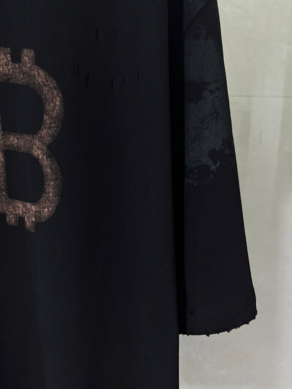 Black Balenciaga T-shirt sleeve and side hem with BB logo print