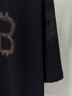 Black Balenciaga T-shirt sleeve and side hem with BB logo print