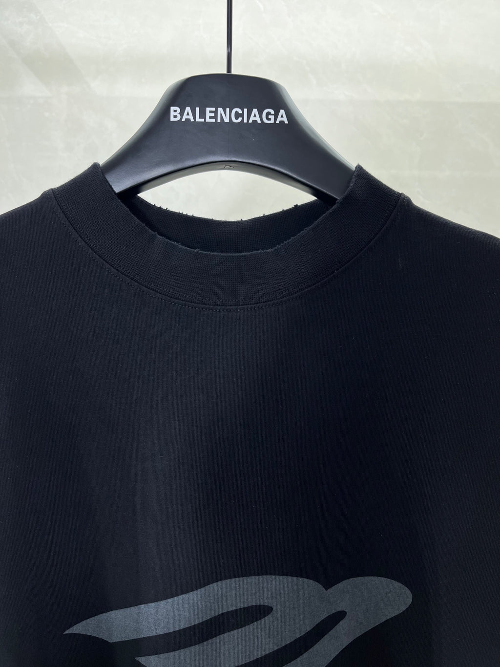 Balenciaga dark navy T-shirt crew neck with logo graphic