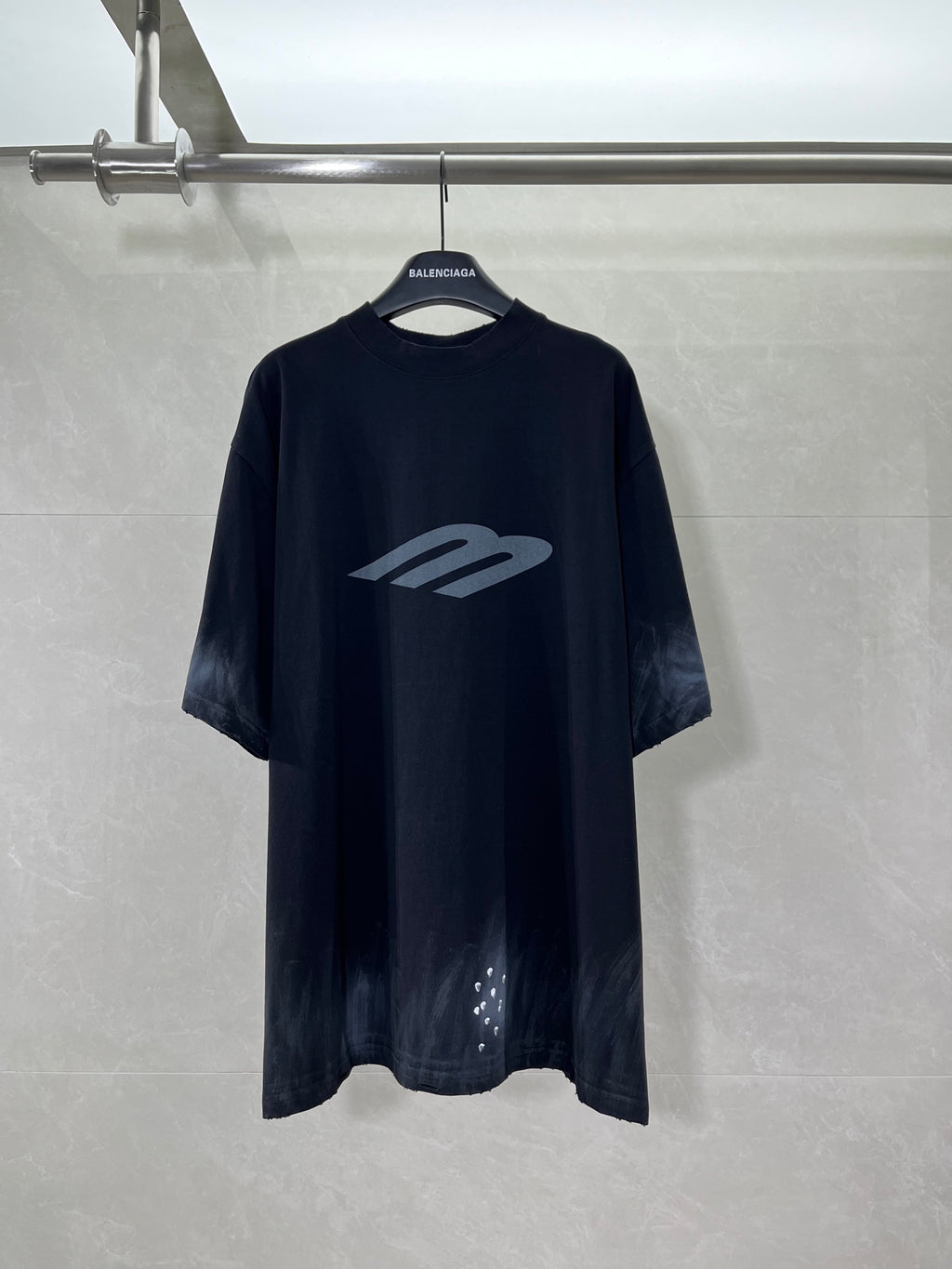 Balenciaga dark navy T-shirt with front logo print