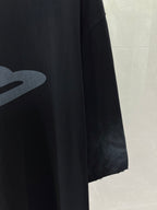 Balenciaga dark navy T-shirt hem and sleeve with partial logo print