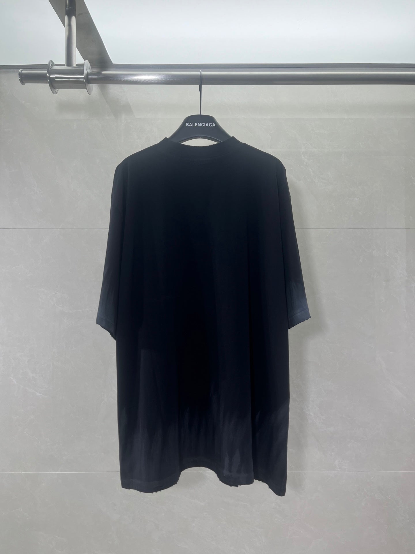 Balenciaga dark navy T-shirt back view, short sleeves
