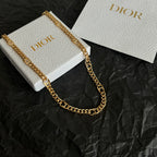 Dior gold-tone chain necklace with oval link pattern and clasp