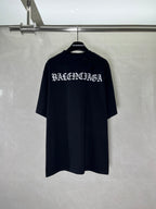 Balenciaga black short-sleeve T-shirt with BALENCIAGA logo print on chest