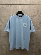 Light blue T-shirt with crew neck and small chest crest embroidery