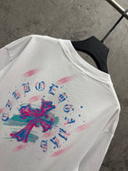 White T-shirt with large colorful back graphic print