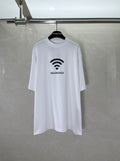 White Balenciaga short-sleeve T-shirt with Wi-Fi heart graphic at chest