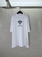 White Balenciaga short-sleeve T-shirt with Wi-Fi heart graphic at chest