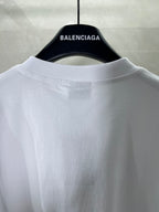 White Balenciaga T-shirt back view with BALENCIAGA neck label