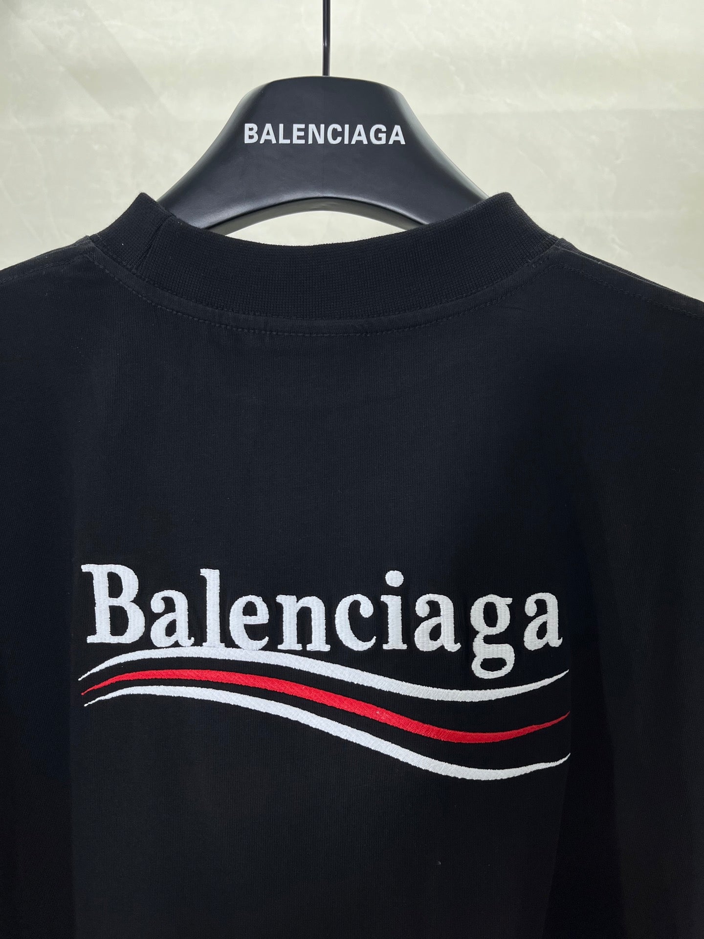 Balenciaga black short-sleeve T-shirt, large front logo graphic