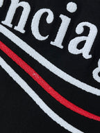 Balenciaga logo stripe detail with white and red lines