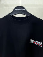 Balenciaga black T-shirt neckline, small chest logo patch