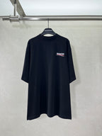 Balenciaga black short-sleeve T-shirt, small chest logo patch