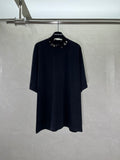 Balenciaga black short-sleeve top with embellished collar detail