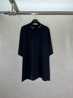 Balenciaga black short-sleeve top with embellished collar detail