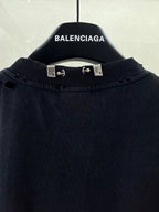 Balenciaga black crewneck top with adjustable strap collar hardware