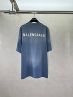 Balenciaga short-sleeve T-shirt in light blue with large back logo