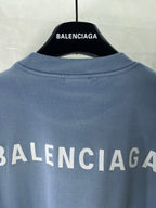 Balenciaga light blue short-sleeve T-shirt with crew neck and back logo