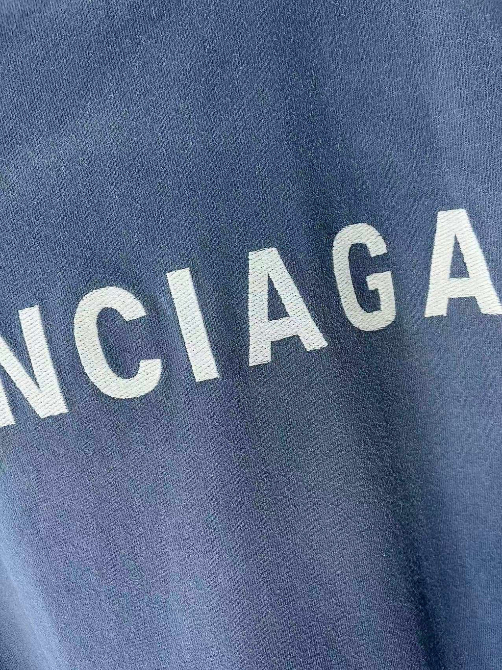 Balenciaga light blue T-shirt with oversized partial BALENCIAGA lettering