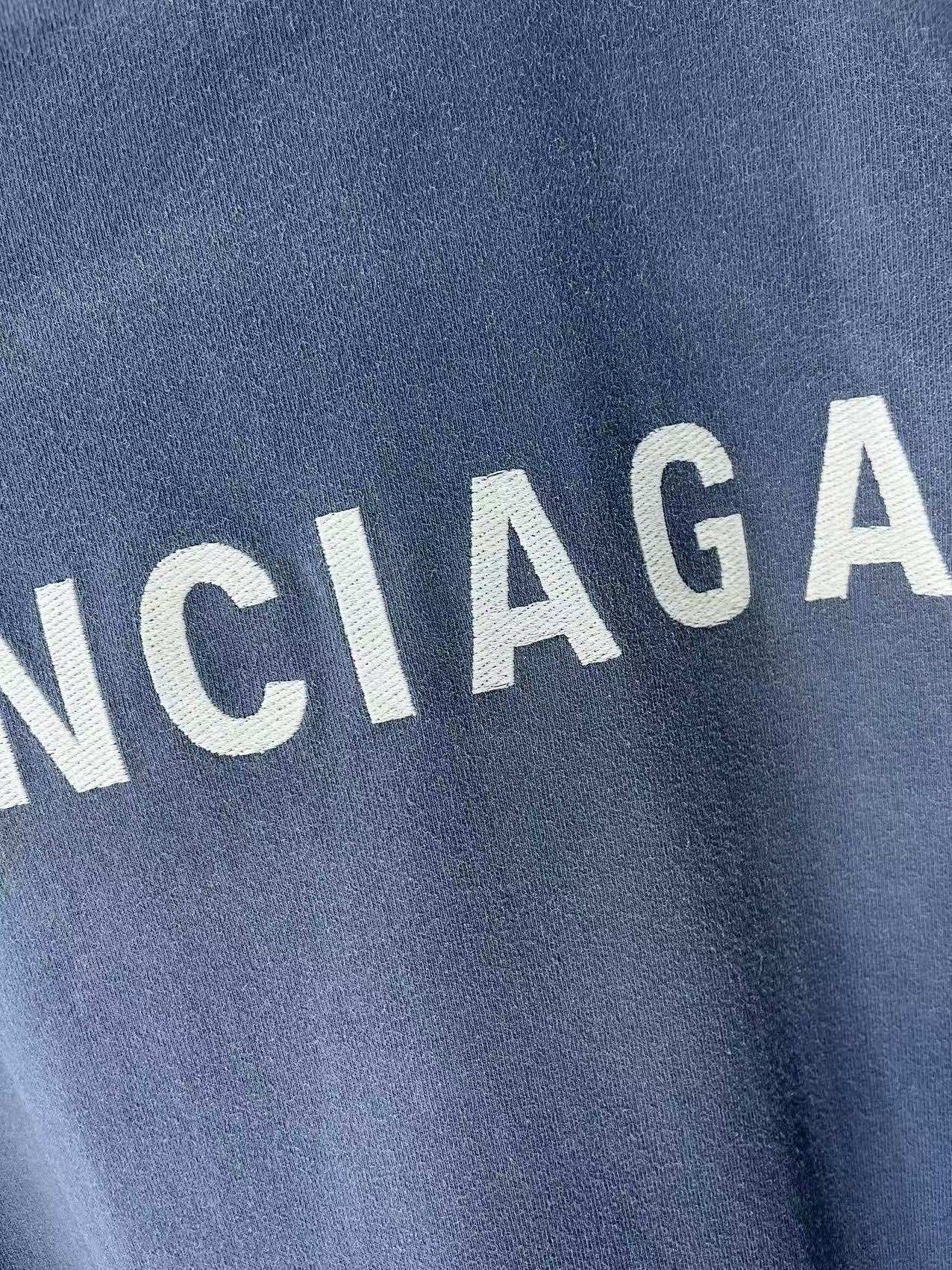Balenciaga light blue T-shirt with oversized partial BALENCIAGA lettering