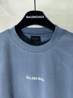 Balenciaga short-sleeve T-shirt collar with small chest logo, light blue