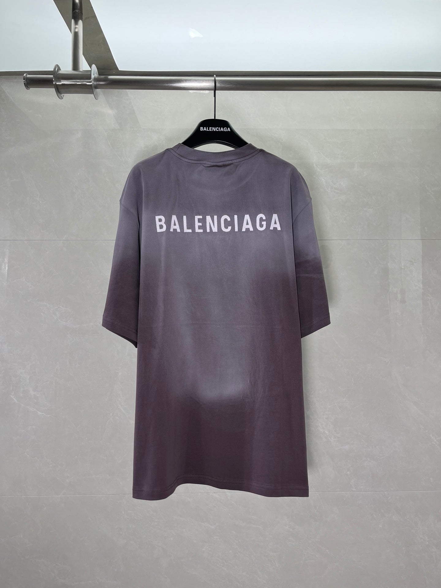 Balenciaga short-sleeve T-shirt, dark purple, back BALENCIAGA print