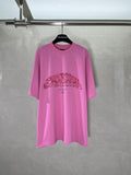Pink Balenciaga graphic T-shirt with crew neck and short sleeves